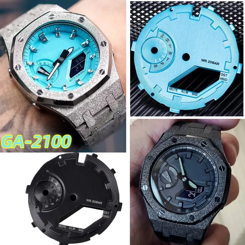 For Casio G-shock Ga-2100 2110 Watch Dial Modified Surface Ga2100 Diy Mod Kit Metal Dial Matte Lacquer Polished Bezel Accessorie