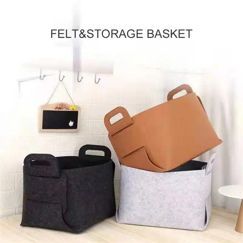 Foldable Book Box Toys Organizer Laundry Basket With Handle For Dirty Household Boxes Laundry Felt Storage Basket Container