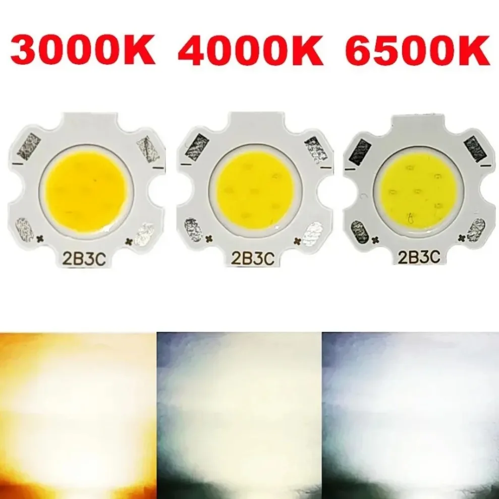 LED Chip COB contas de lâmpada de alta potência, lâmpada de superfície luminosa, holofote, luz para baixo, 3mm, 5mm, 7 W, 10W, 11mm, 20 pcs