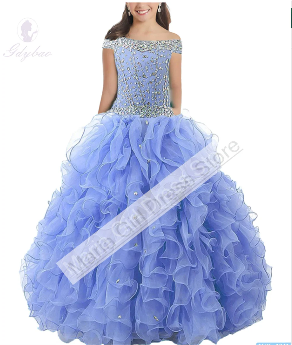 Rose Rosa Eleganz Blumenmädchenkleid Rüschen Kristall Perlen für Abschlussball Party Kinder Festzug Erstkommunion Kleid