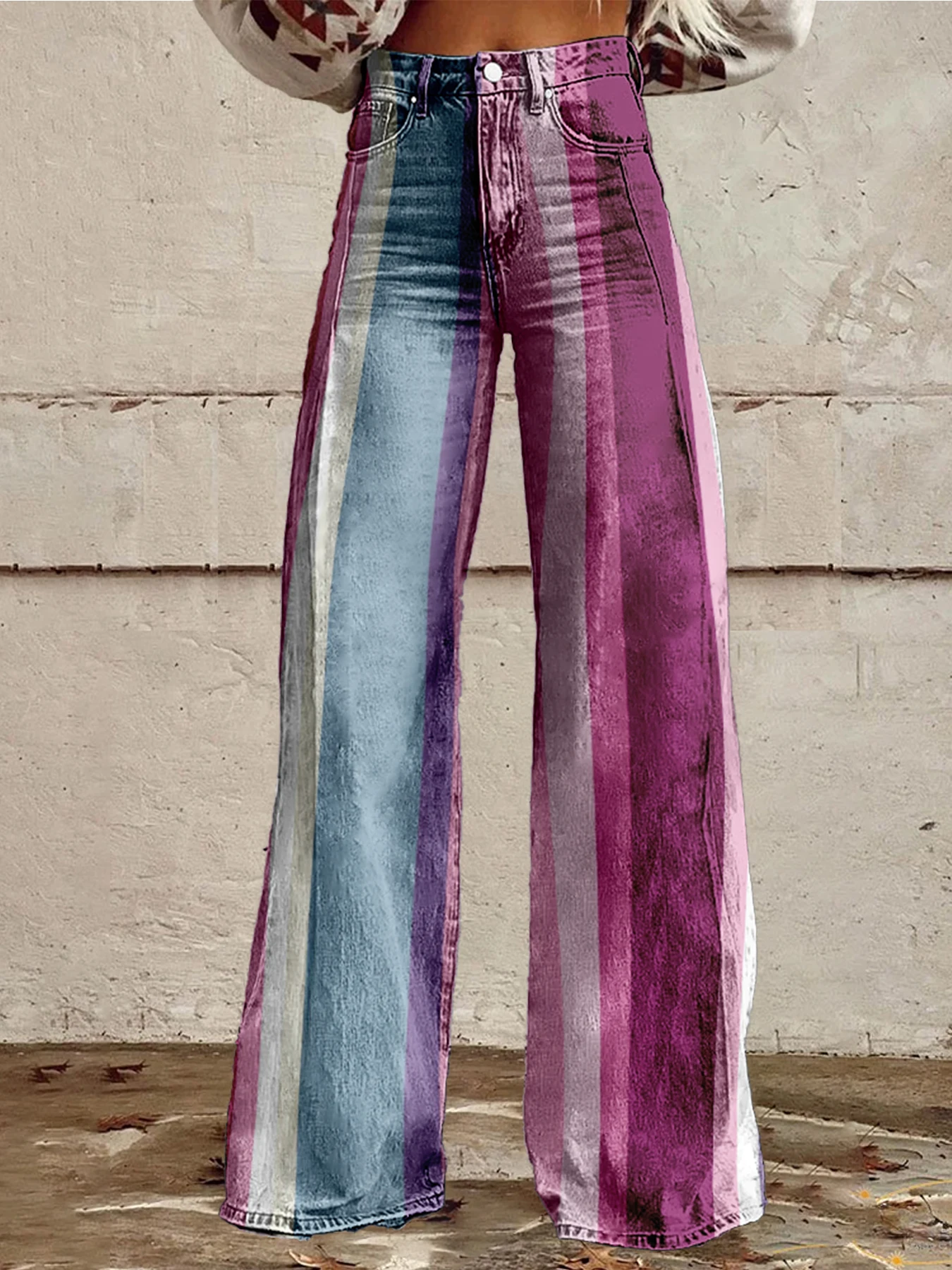 Pantalon évasé à rayures rétro pour femmes, Sexy, taille haute, jambes larges, mode d'automne, pantalon Palazzo décontracté et de fête, usage quotidien