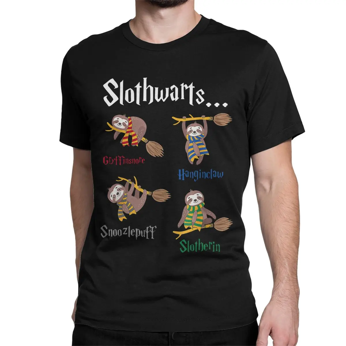 Sloth Slothwarts T Shirts Men Women's 100% Cotton Vintage T-Shirt Birthday Gift Tee Shirt Short Sleeve Clothes Plus Size