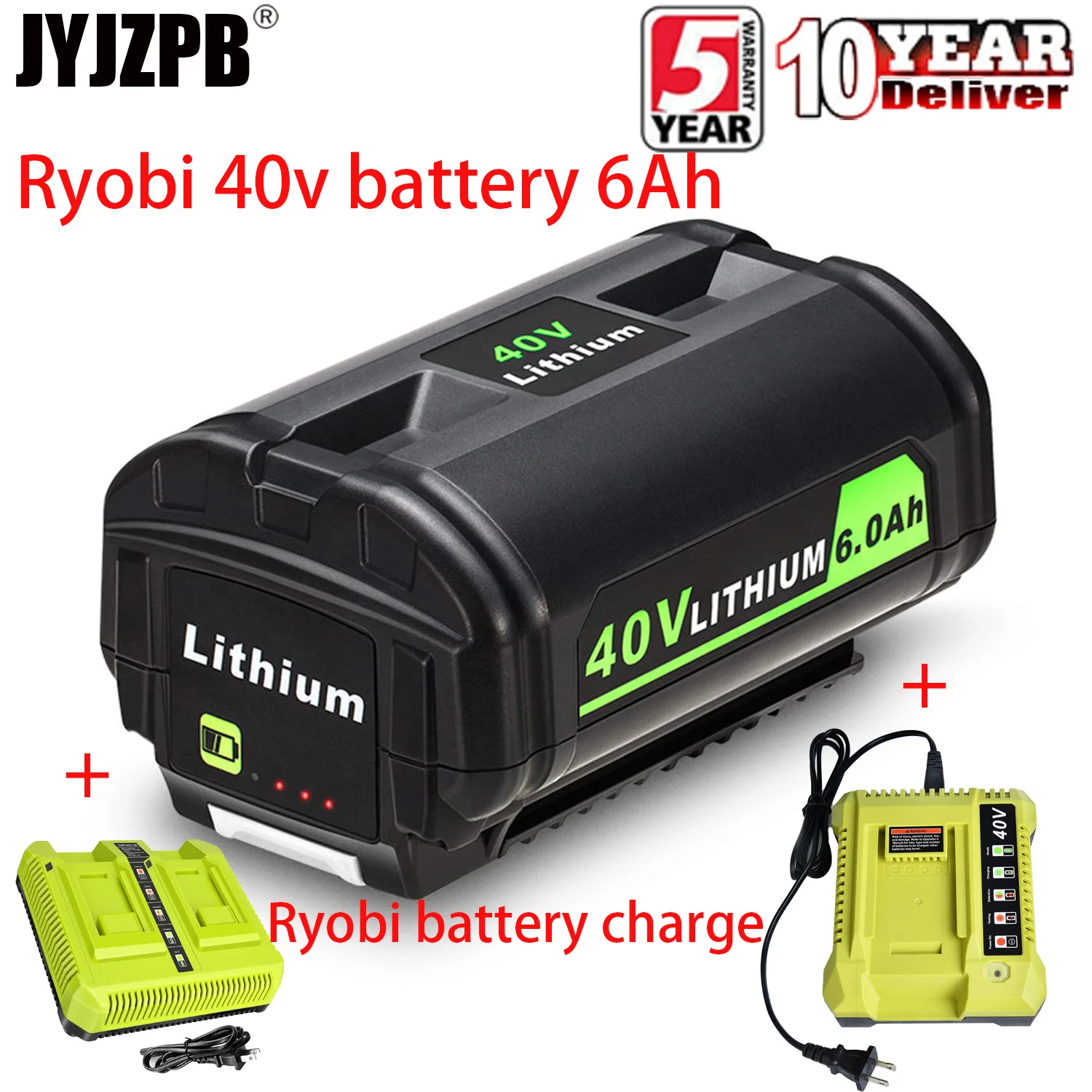 

40V Replacement Ryobi Battery + Charger Kit for Ryobi OP4040 OP40201OP4026 OP4030 OP4050 OP4050A OP4060 OP40601 OP40602 OP4060A