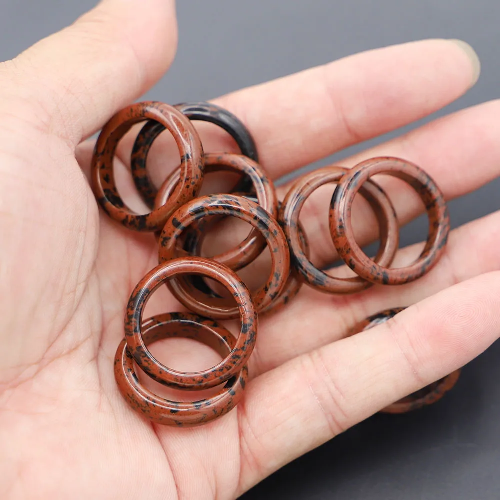 Free Shipping Natural 6mm Swan Stone Ring Unisex Simple Fashion Run Circle DIY Charm Jewelry Gift Accessories Wholesale 10Pc/Lot