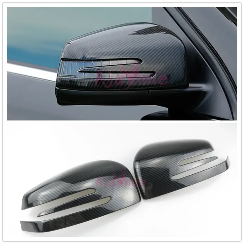 

Door Mirror Cover For Mercedes Benz AMG GLA CLA GLK A B Class Silver Carbon Fiber Color Overlay Rear View Cover Rearview Frames