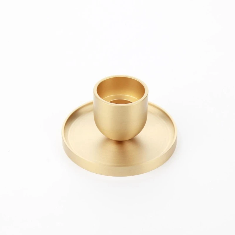 Satin Brass Pillar Candle Holder for Wedding High Quality Brass Candlestick Holder Table Centerpieces