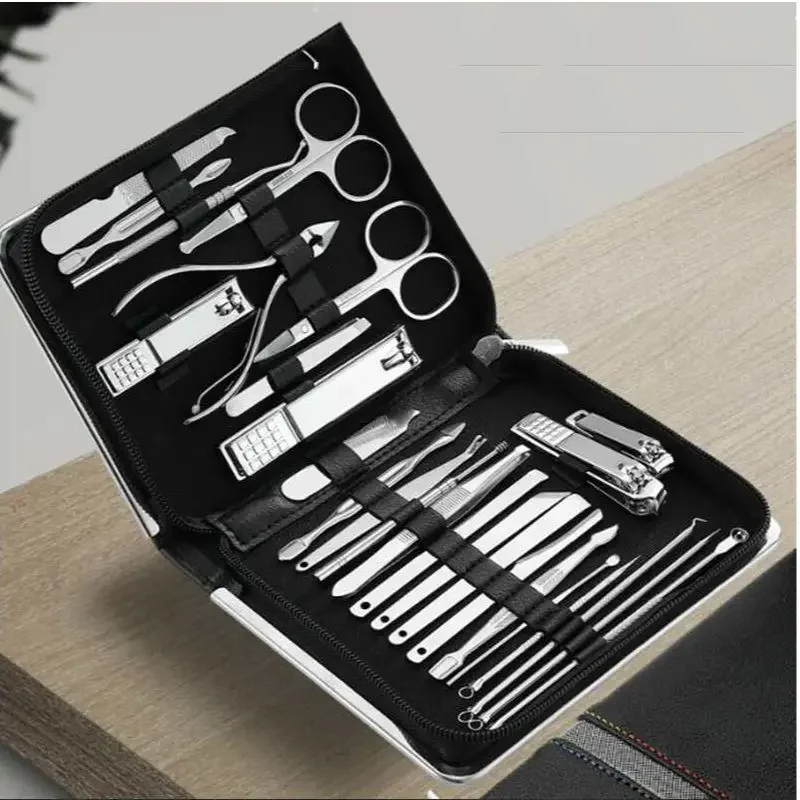 

26 Pcs Manicure Set Stainless Steel Nail Clippers Cuticle Nipper Pedicure Care Tool Dead Skin Scissor Cleaning Grooming Ki
