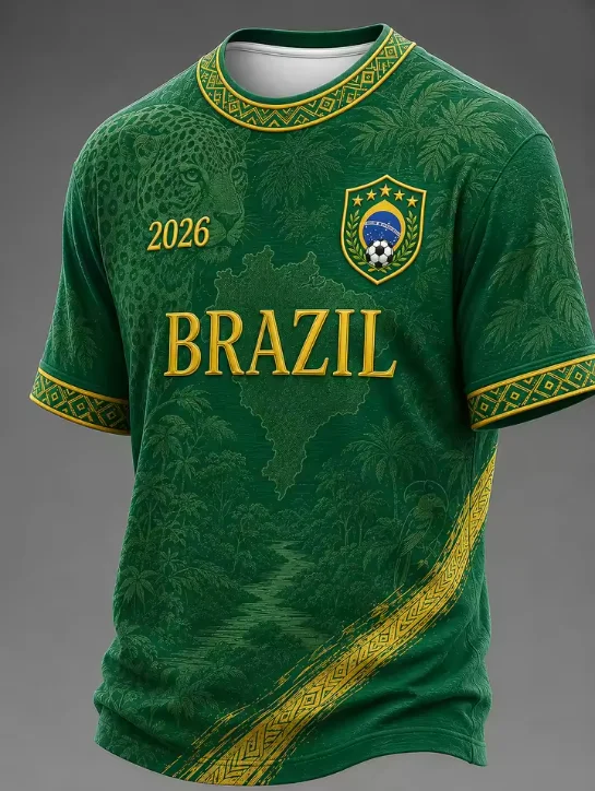 2026 New Men White Football Fan Jersey Golden Scenery Christ Statue Floral Map Print Breathable Mesh Short Sleeve Sports Tee