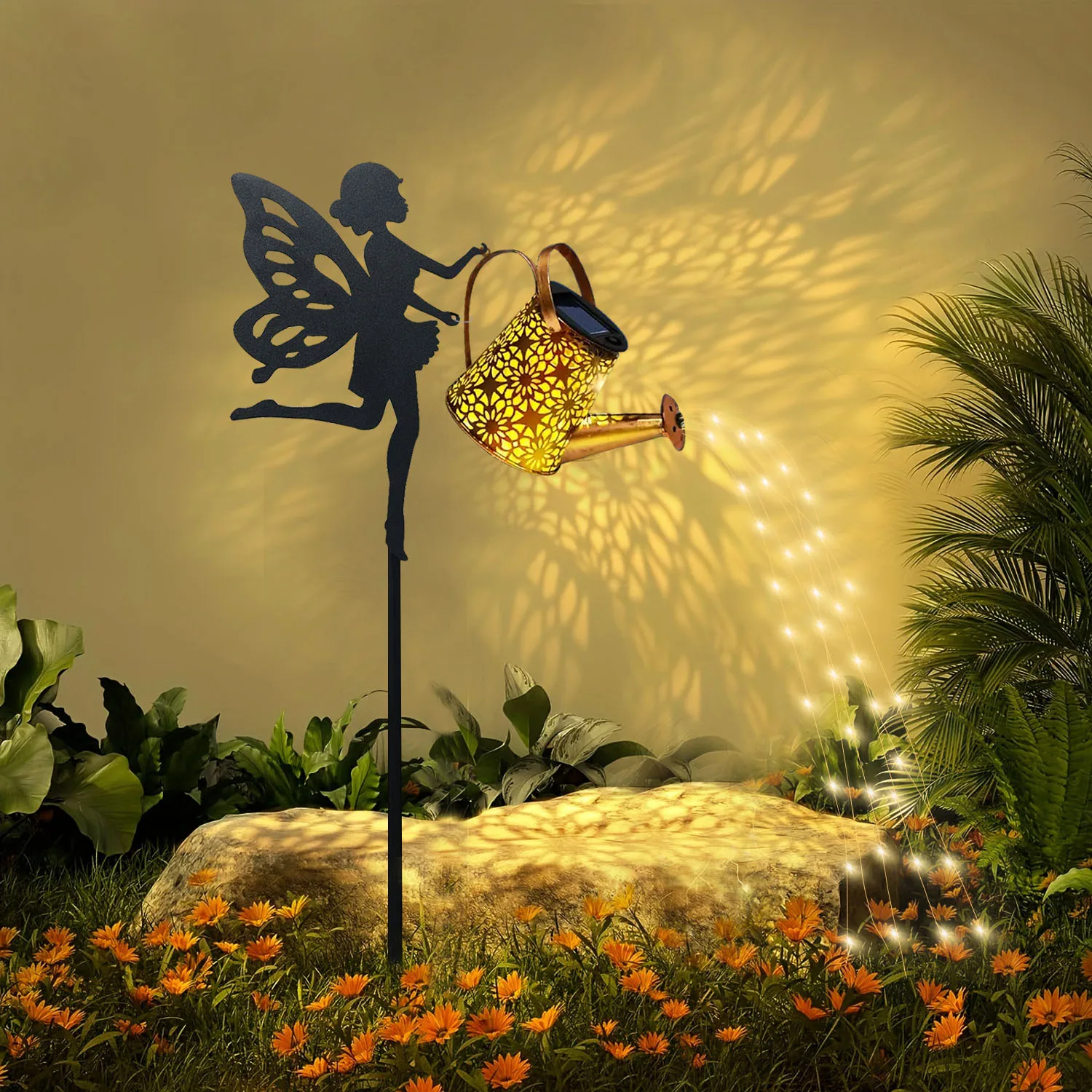 1 Metal Solar Cat/Dog Silhouette Lantern - Outdoor Garden Hanging Solar Watering Can Light, Lawn & Courtyard Christmas Decor