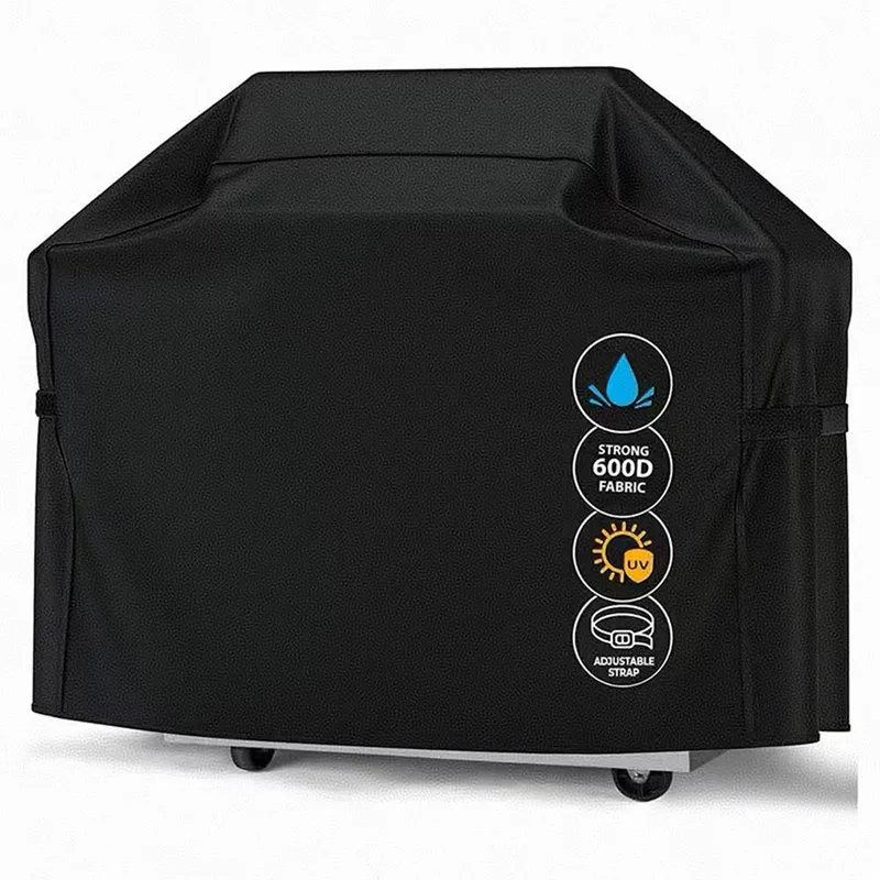 Grill Cover 600D Oxford Fabric Waterproof UV Resistant BBQ Protective Cover With Adjustable Fastening Straps For Outdoor