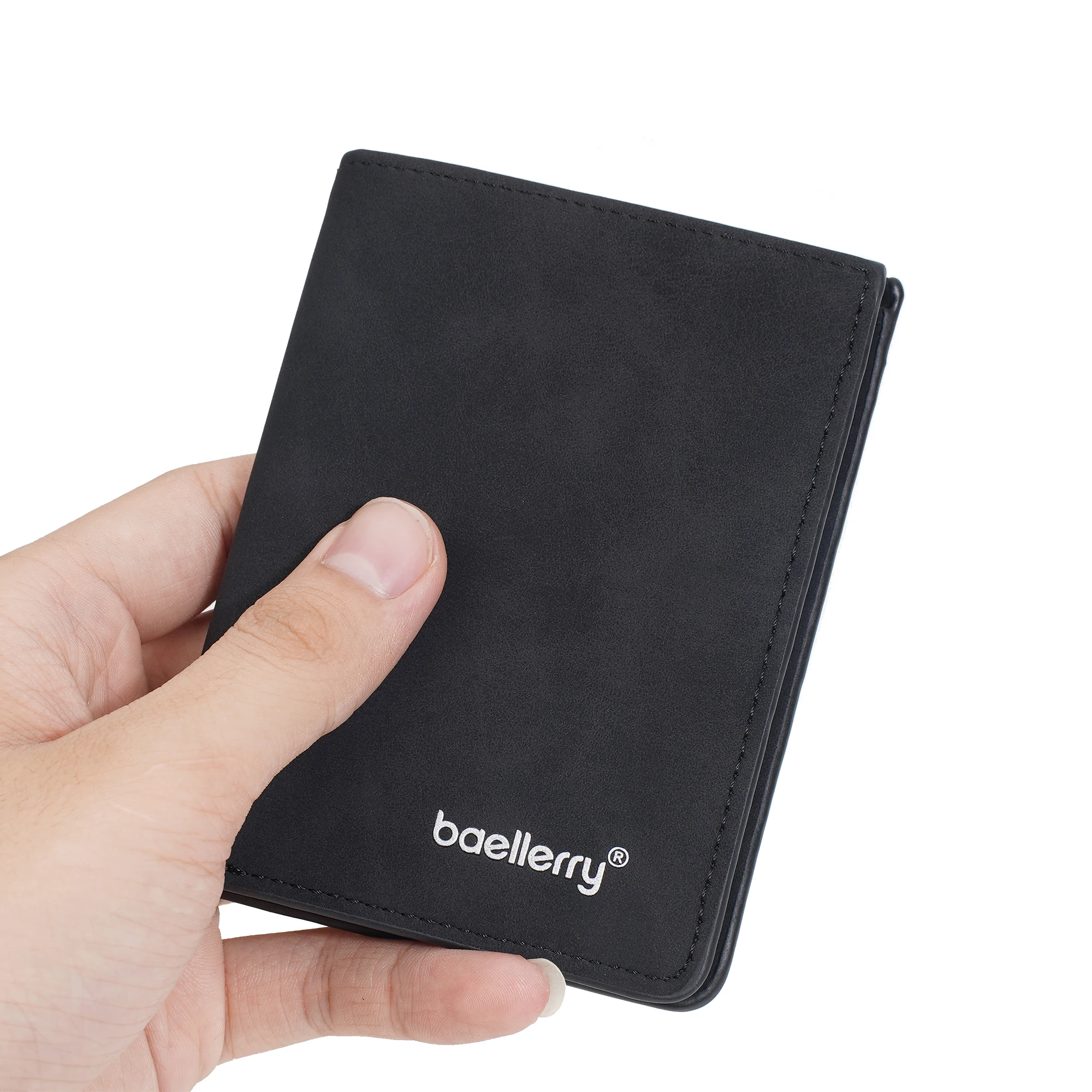 1Pc/Baellerry Fashionable Men's Short Wallet, Anti-Theft Design, Compact Bi-Fold Style, Men's Rfid Anti-Theft Wallet, Slim and Simple Retro Wallet