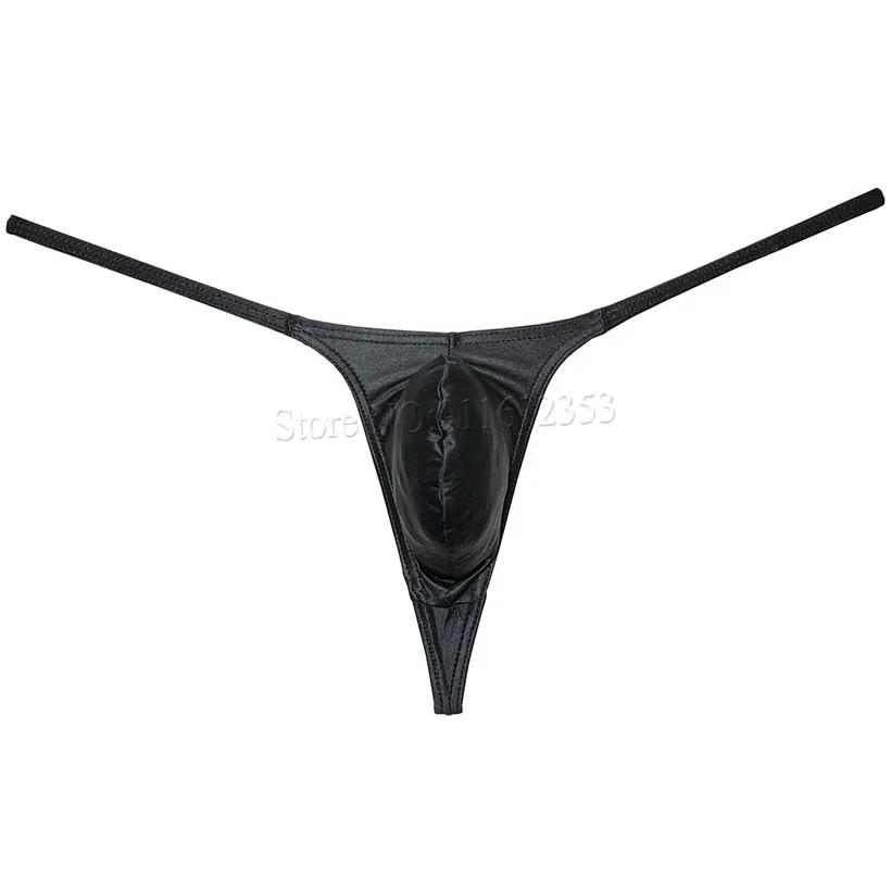 Men Push-out Thong G-string Underwear Wet Look Shiny Bikini Tanga Jockstrap Mens Bikini Thong T-back Lingerie