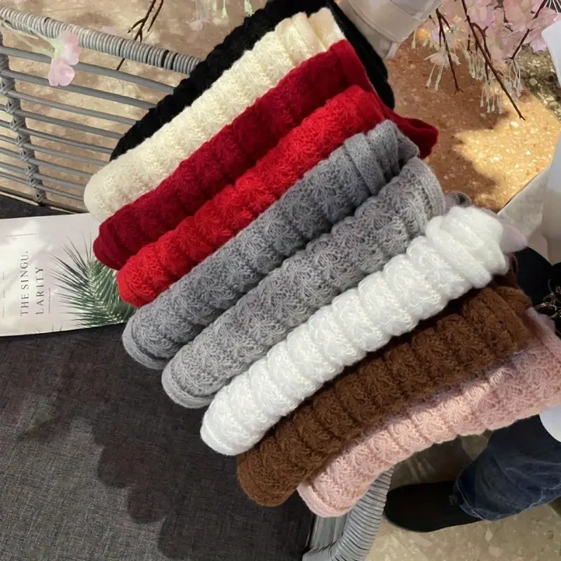 

Winter Woolen Scarf for Women and Men Thick Warm Solid Color Knitted Neck Wrap Korean Style Student Bib Cold Weather Accessories