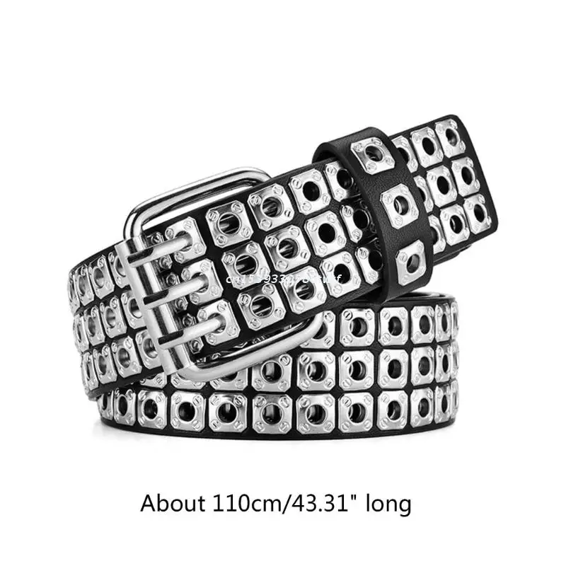 Light Luxury Men Wide Brim Belt with Pin Hole Decor Vintage Pu Wide Adjustable Women Waist Seal Cowgirl Belt for Coat Dropship