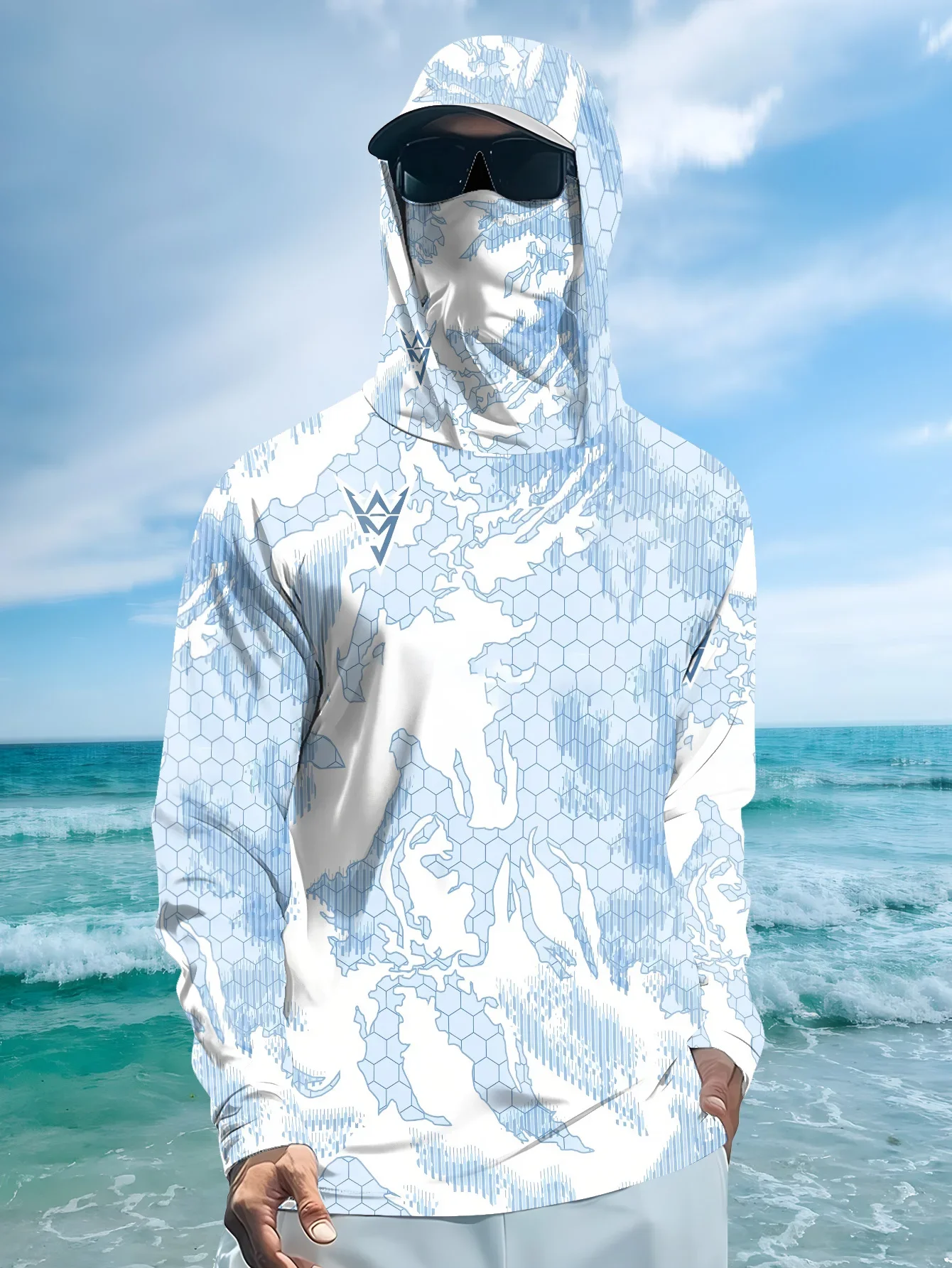 2026 New Model UV-Resistant Fishing Shirt with Long Sleeves and Hooded Collar - UV-Resistant Fishing Mask Clothing