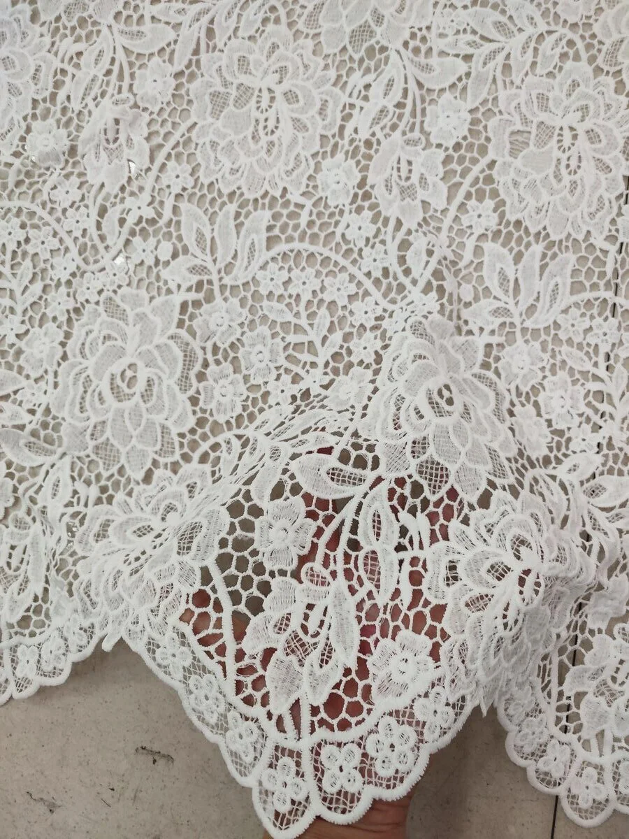 2023 Latest White African Mesh Lace Fabric Nigerian Milk Silk Lace Fabric French Tulle Lace Fabric For Wedding Party PJFT2327