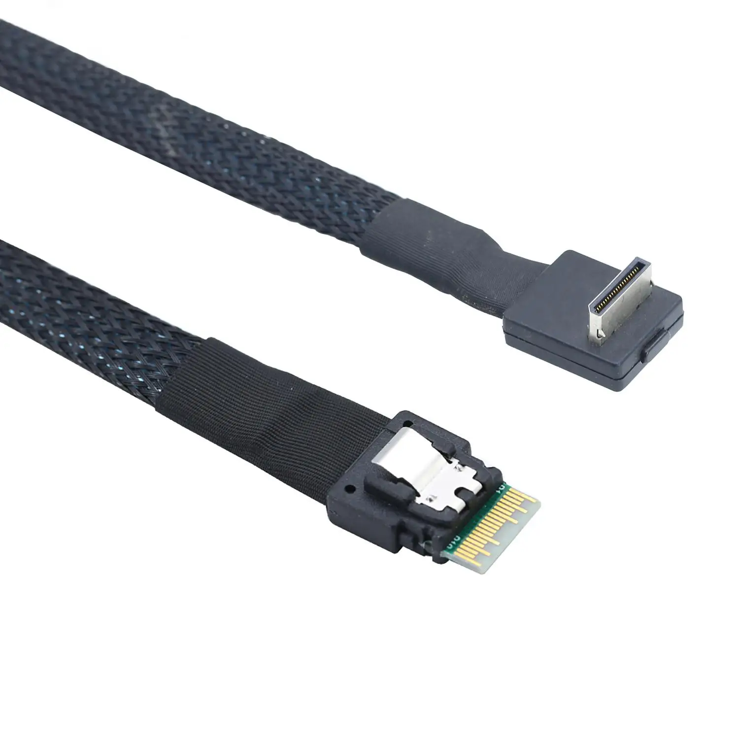 90‑Degree Oculink SFF‑8611‑4I to Slimline SAS SFF‑8654‑4I 38Pin Cable PCIe NVMe SSD Server High‑Speed Data Cord
