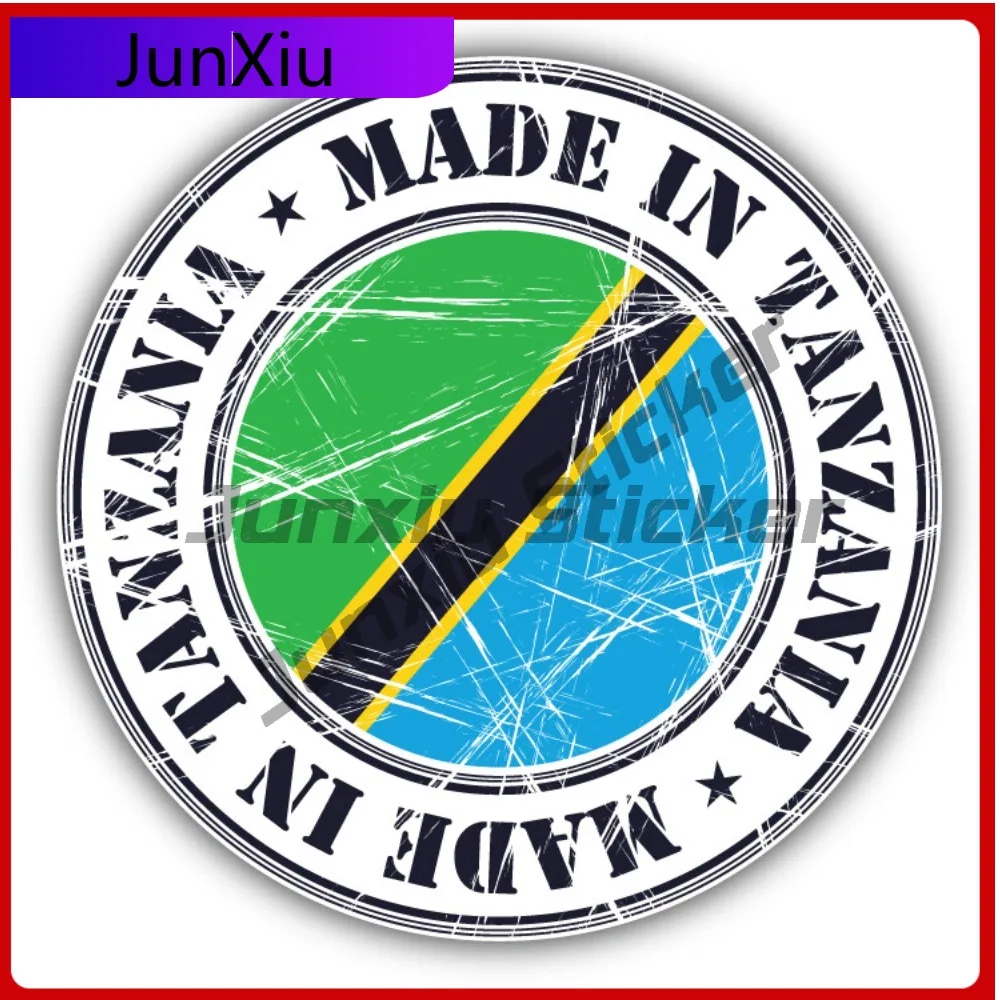 

Made In Tanzania Grunge Flag Stamp Car Decal Bumper Stickers Anime Style Helmet Use For Door Panel Car Sticker Accessories UV