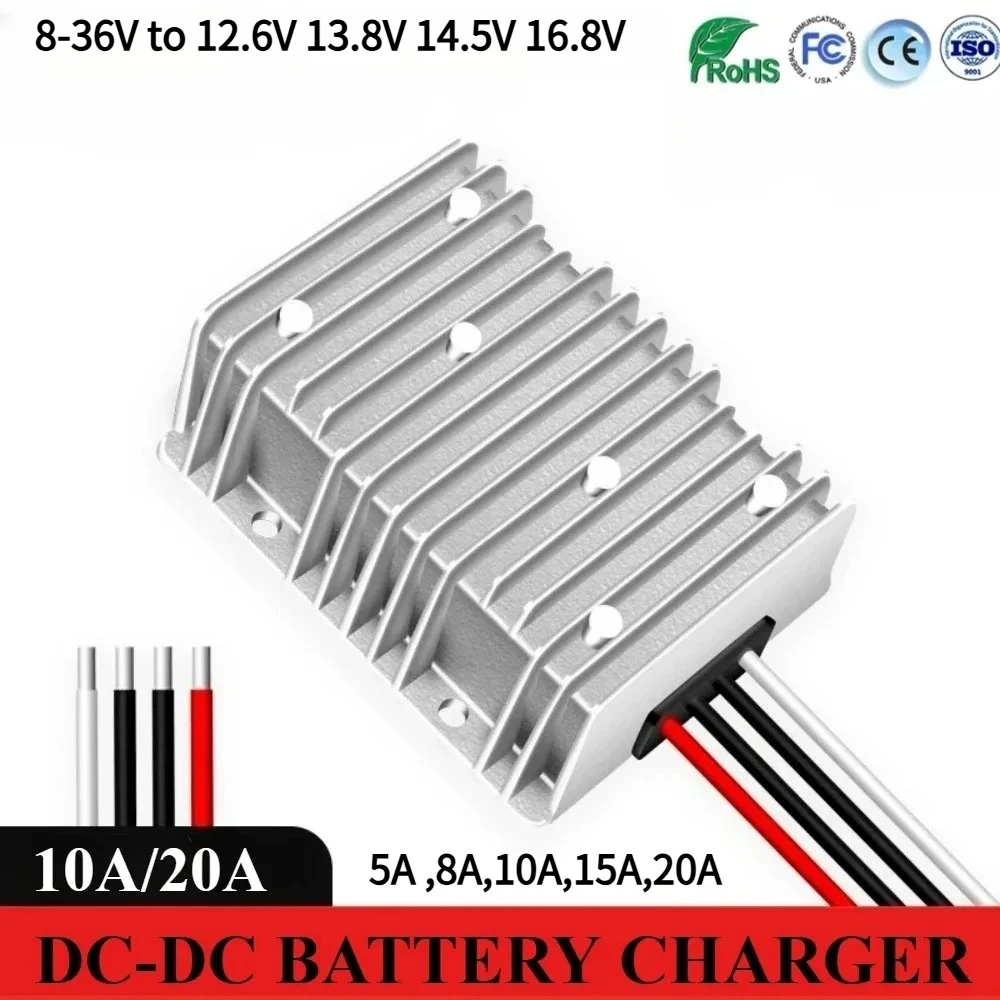 12V24V 9-36V to 16.8V 12.6V 13.8V 14.6V 5A -20A Buck/Booster Converter DC DC Car Boat Battery Charger for Dual Battery System CE
