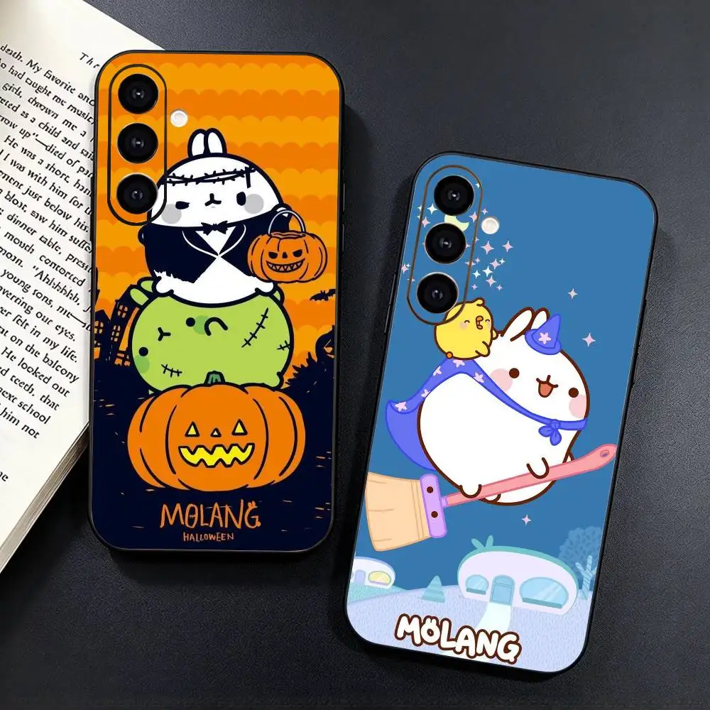 Halloween Cute Molang C-Cartoon Phone Case Black Silicone Soft For Samsung Galaxy A73,A72,A71,A70,A53,A52,A51
