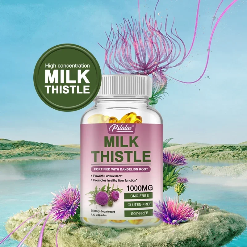 Premium Milk Thistle Supplement 1000mg Silymarin and Dandelion Root for Healthy Liver Function Detox Formula