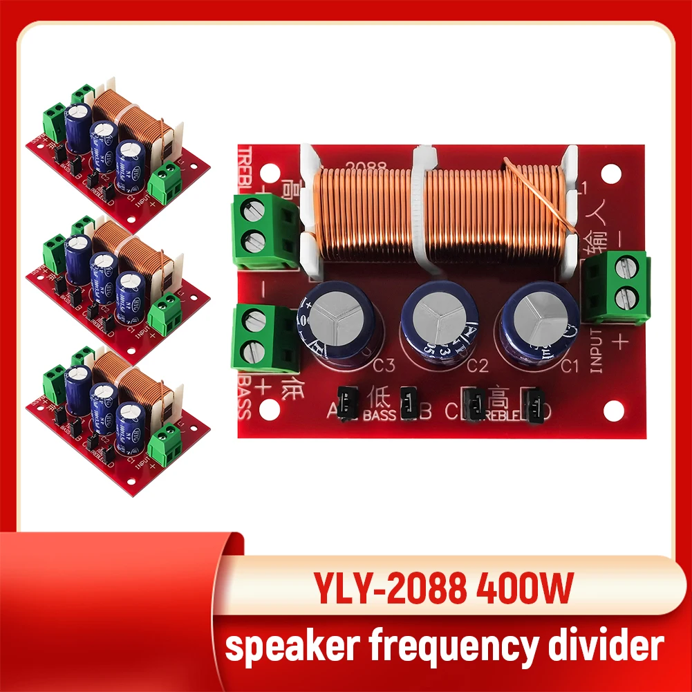 YLY-2088 Speaker Frequency Divider 400W 2 Way Crossover  Module Adjustable Full Range Treble Bass Welding Free