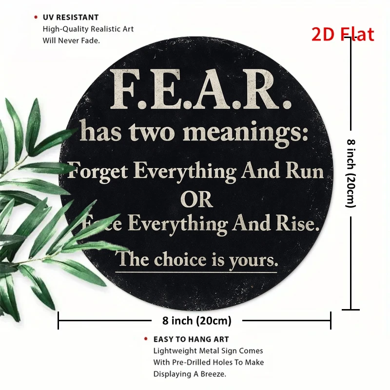 2D Flat, 2D Flat, 2D Flat Printing, a Pair of Courage And Fear, Metal Plaque Design, Suitable for Home, Office, Bedroom Decorati