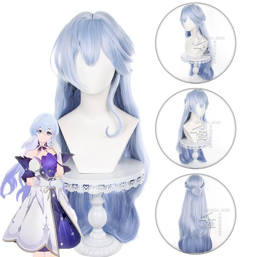 HSR Robin Cosplay Wig 95cm Light Blue Gradient Wig  Heat Resistant  Synthetic ROBIN Wigs Halloween Party Women Wig