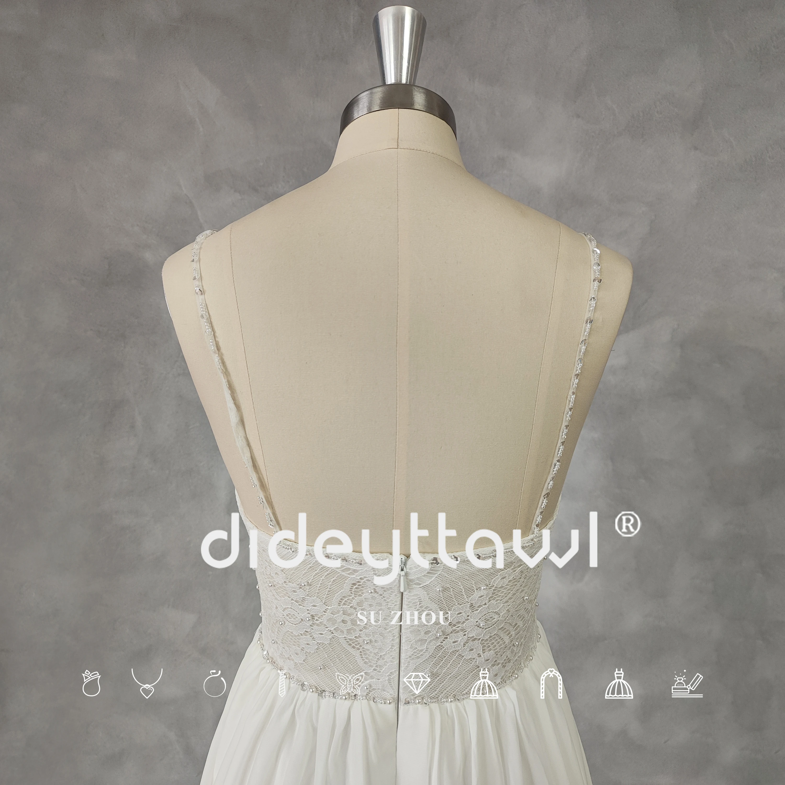 DIDEYTTAWL Real Picture Fairy V-Neck Sleeveless Lace Tulle A-Line Wedding Dress Open Back Floor Length Bridal Gown Custom Made