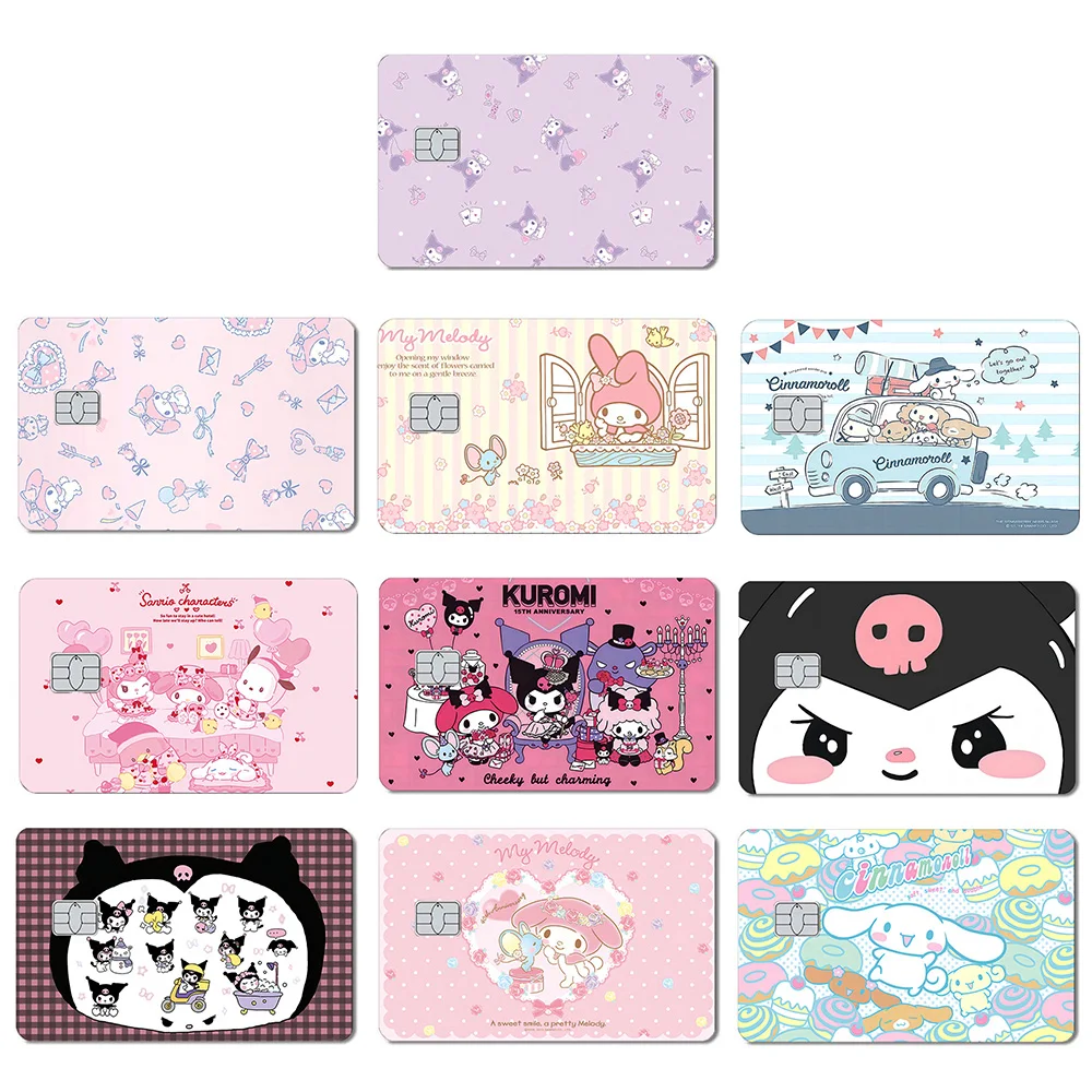 Sanrio Kuromi Melody Debit Card HD Film Stickers For Small Chip Credit Cards Waterproof Scratch-Resistant Stickers Girls Gifts