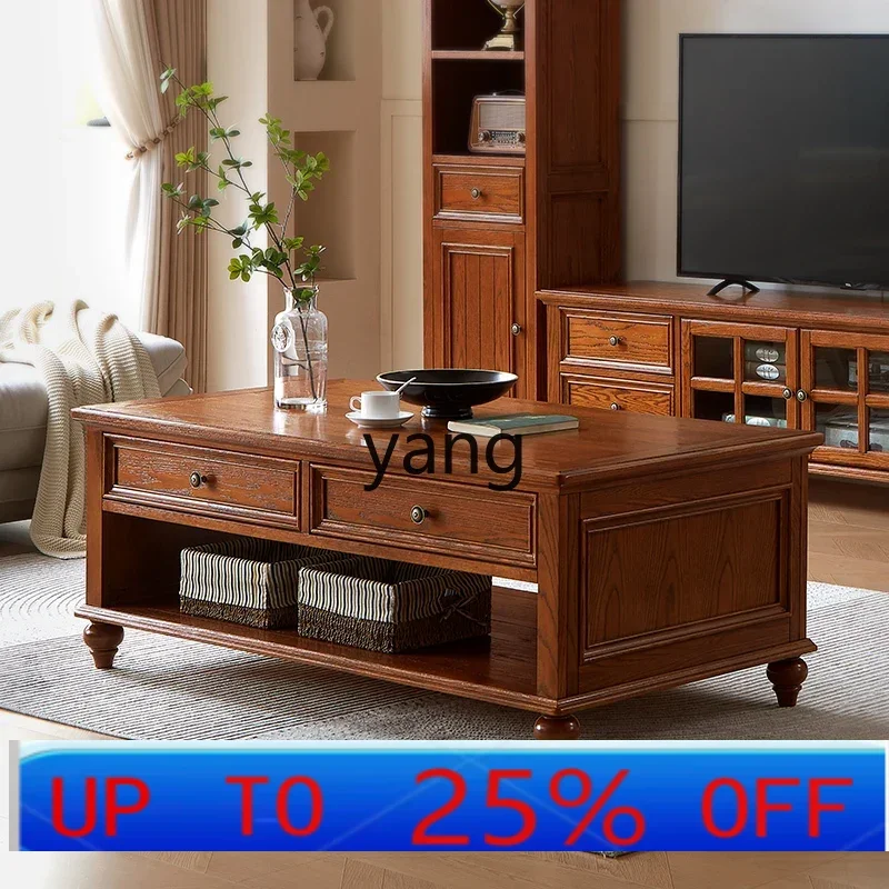 

LTT living room home TV cabinet combination solid wood square edge few small apartment tea table coffee table