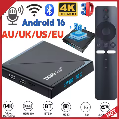 Android 24 Smart TV Box Allwinner H313 Quad Core 2.4G&amp;5G Dual WiFi6 Media Player Set Top Box Digital Voice Remote 14K 16G 256G