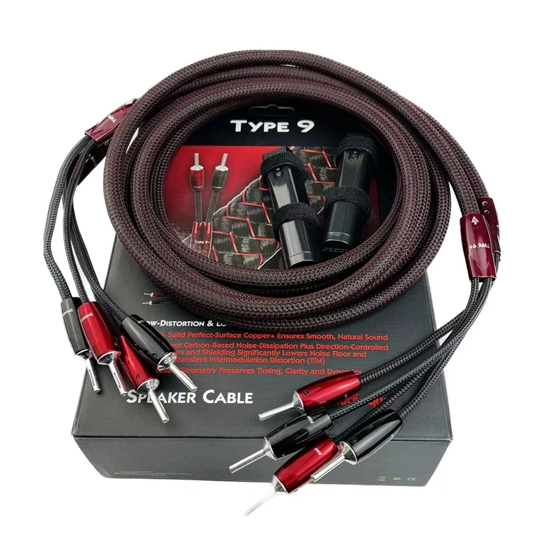 1 par de cables de altavoz HiFi Tipo 9 + PSC sólido + amplificador de Audio de cobre, Cable de bocina, enchufe Banana y Spade