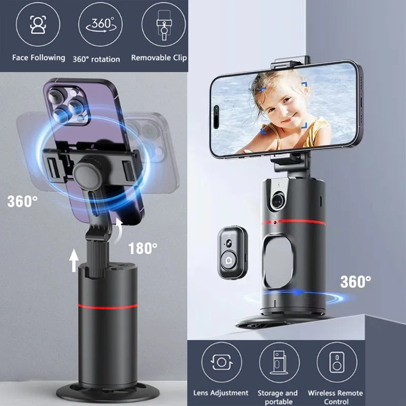 Auto Face Tracking Tripod 360 Degrees Rotation Body Phone Camera Mount Cellphone Video Record Desktop tracking Vlog Stabilizer