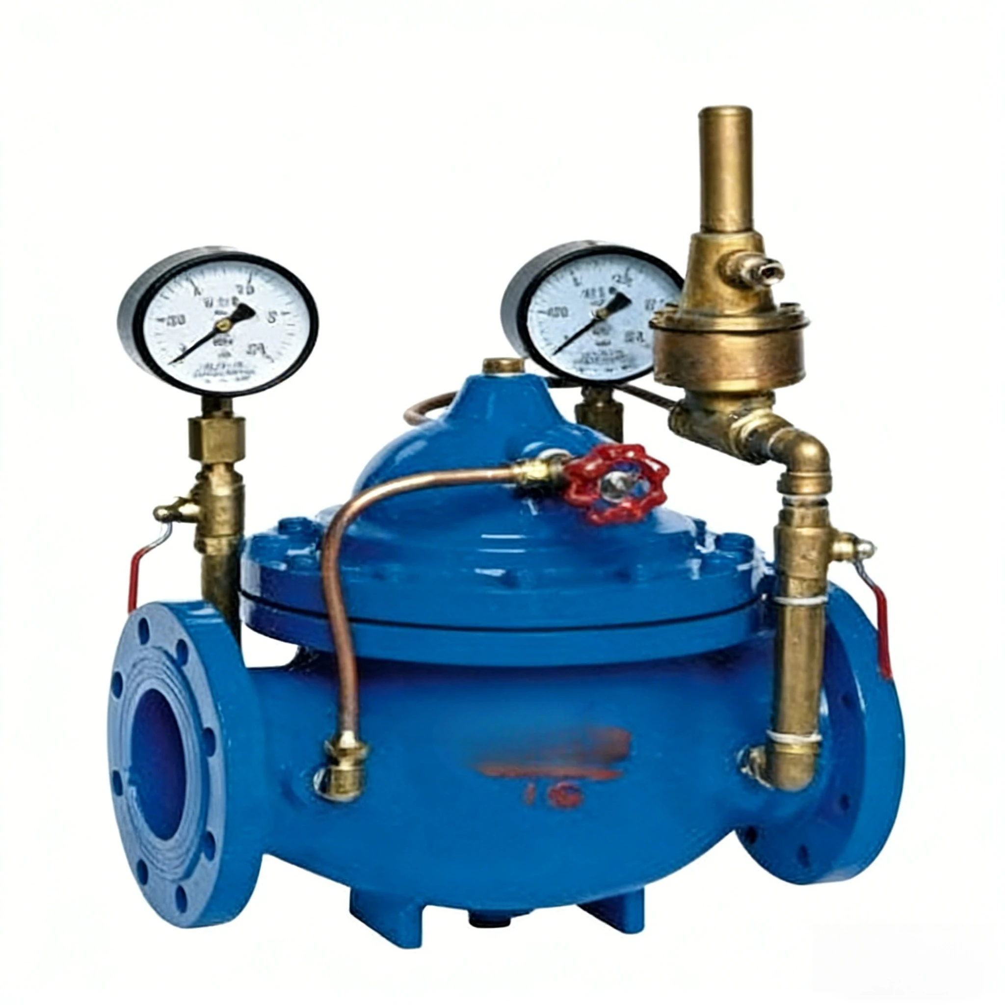 Pressure reducing valve, flanged ductile iron pilot operated pressure regulator with pressure gauge for water supply