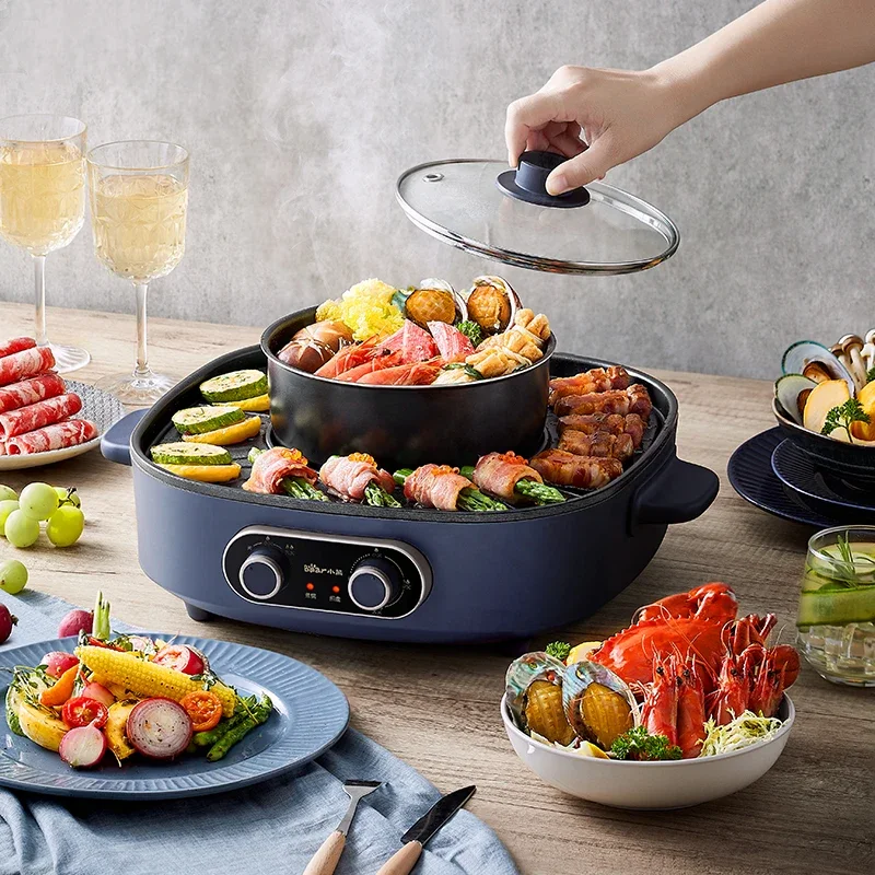 Joyoung  Chafing Dish Electric Oven Hot Pot, Home Smoke-Free Small Barbecue Oven   Multi Cooker  Compound Multi-layer Bottom