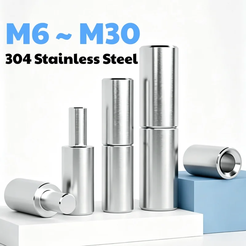 M6 ~ M30 304 Stainless Steel Round Welding Door Hinge Heavy Duty Male Female Plug Doors Shaft