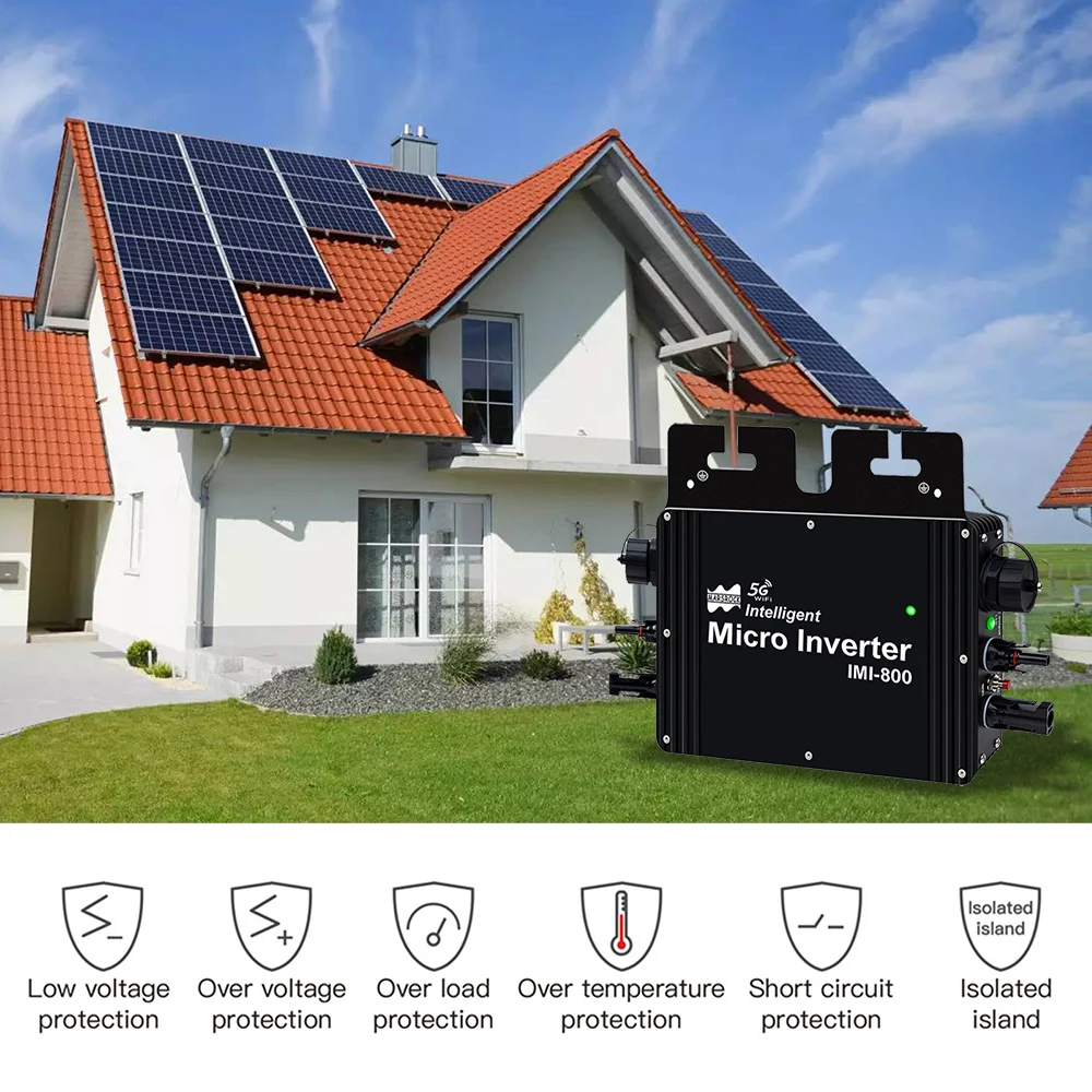800W Intelligent Grid Tie Solar Inverter 20-50VDC Solar Panel Input WiFi Function IP65 For Residential 120VAC 230VAC Home Grid