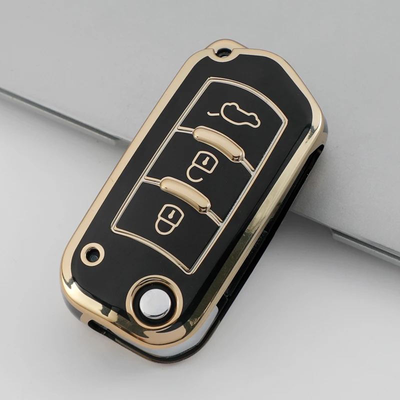 TPU Car Remote Key Case Protector Cover Holder for GAC Trumpchi GS3 GS5 GS6 Folding 3 Buttons Keyless Shell Auto Accessories