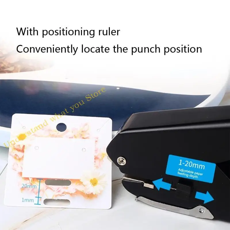 J60A Multifunctional Single Hole Oval Hole Puncher Paper Capacity 10 Sheets with Positioning Ruler Confetti Storage Bin