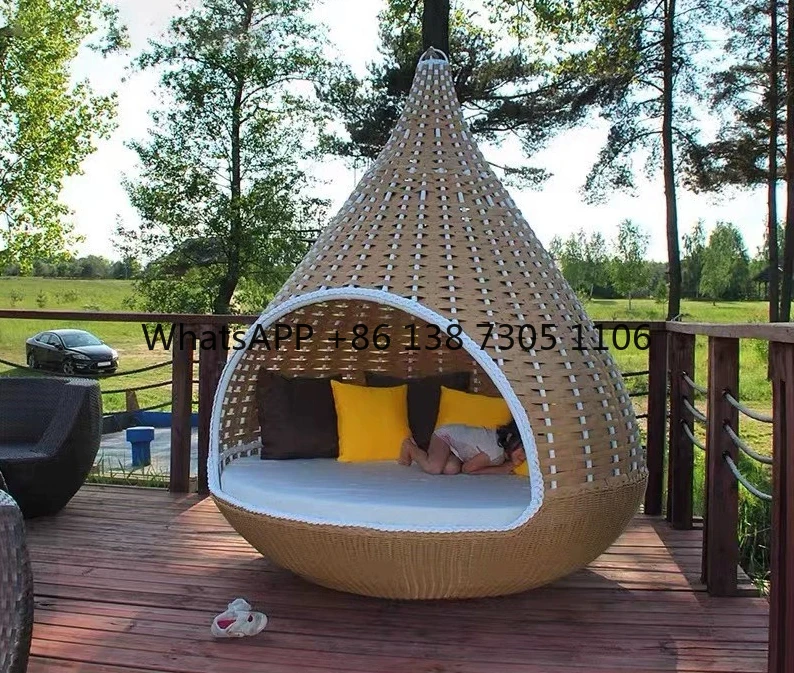 Outdoor balcony, lying bed, garden rattan, hanging bird's nest hanging basket hotel B&B, vacation sofa, courtyard sofa, recliner