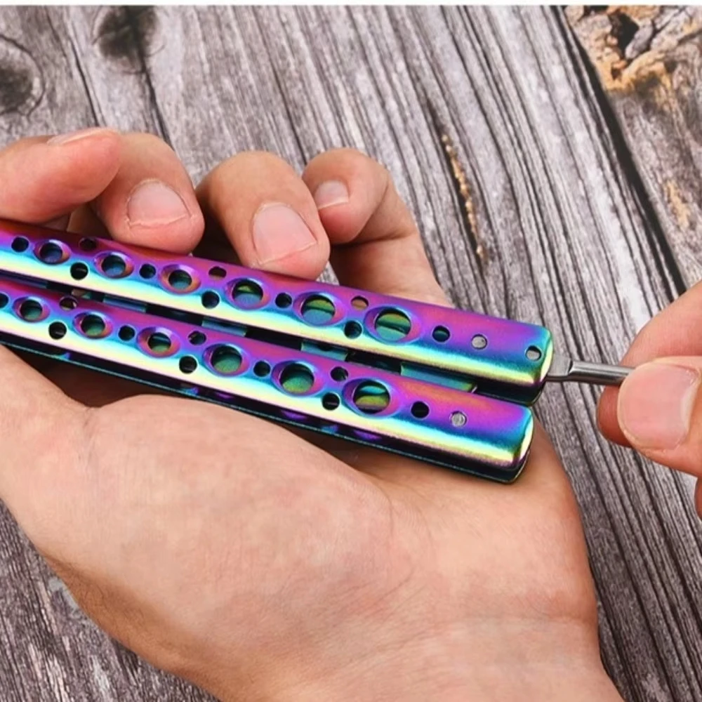 Foldable Butterfly Comb Knife Trainer Stainless Steel Training Tool Cosplay Accessories Practice Knifes For Outdoor Games
