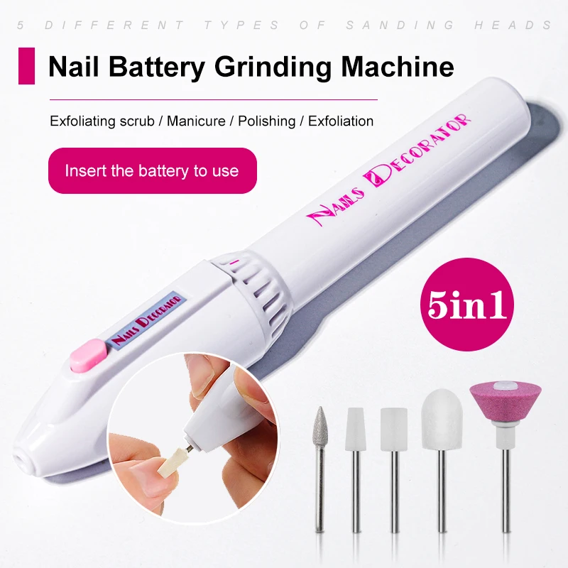 Mini 5 in 1 Electric Manicure Drill Kit Manicure and Pedicure Polishing and Grinder Stainless Steel Manicure Polishing File Tool