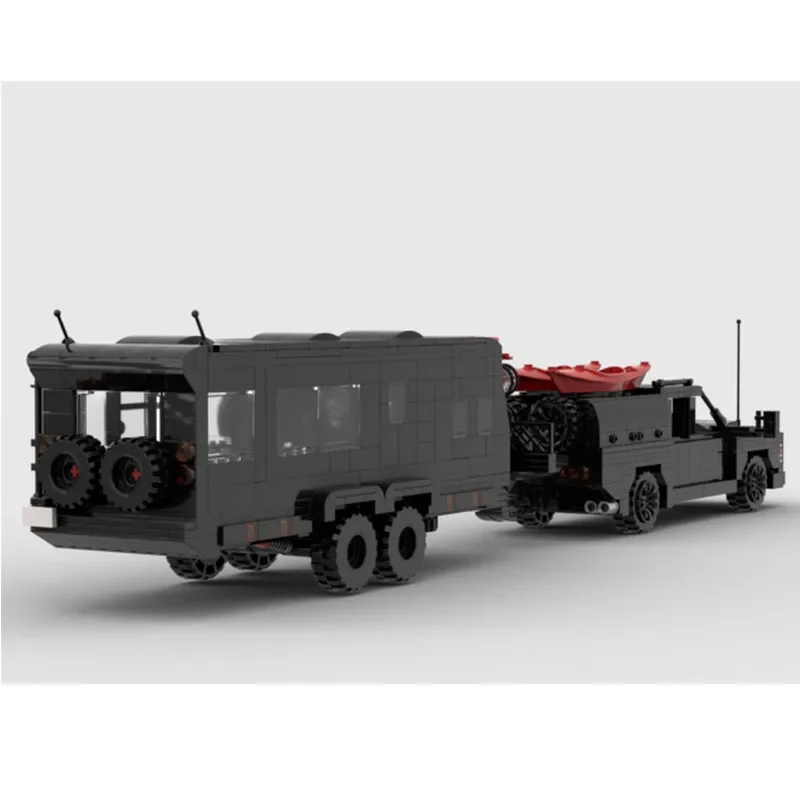 MOC-256628 Outdoor Traffic Black Semi-Truck with Trailer Model, 1115 Pieces, Adult Birthday Custom Building Block Toy Gift