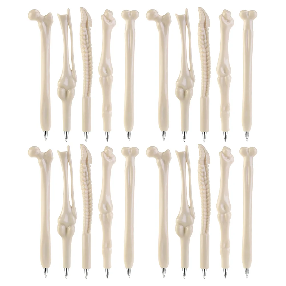 

20 Pcs Halloween Pens Bulk Bone Ballpoint Creative White Abs Bone-shaped Student Use