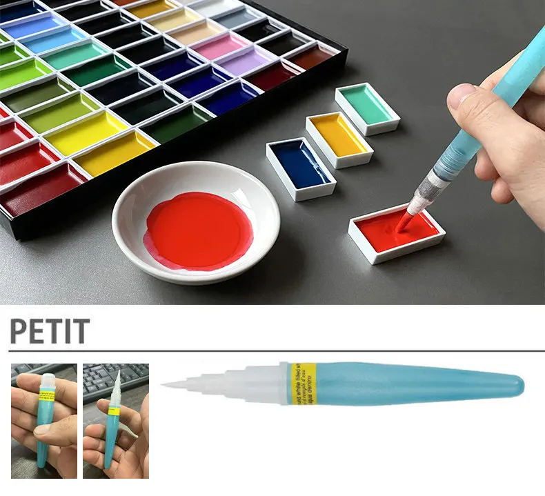 Japanese Kuretake Fountain Pen Watercolor Brush, Water Storage Brush Art Painting, Water Soluble Color Solid Pigment Special Pen view 3