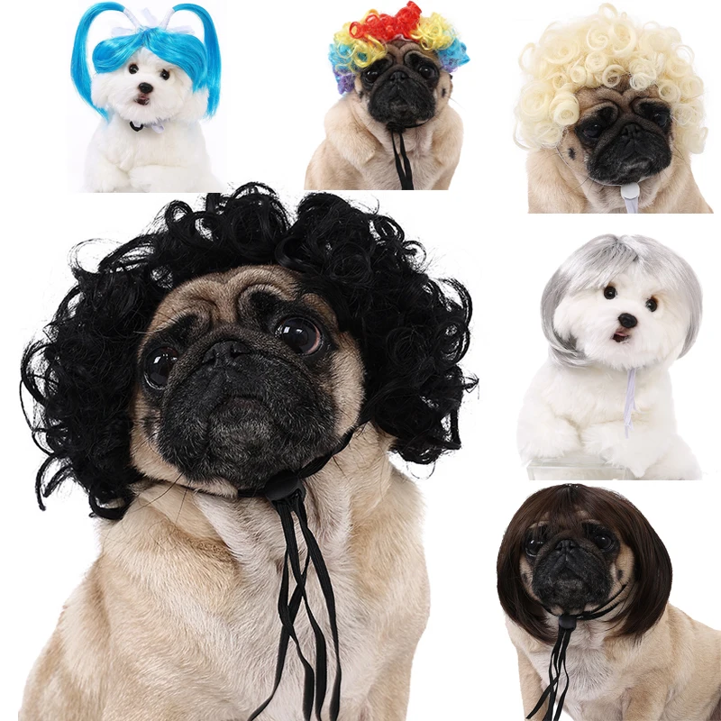 

Pet Wig Dog Cat Spoof Wig Pet Supplies Hallowmas Pet Accessories Curly Hair Straight Hair Diy Hand Woven Hair Wigs Accessorie