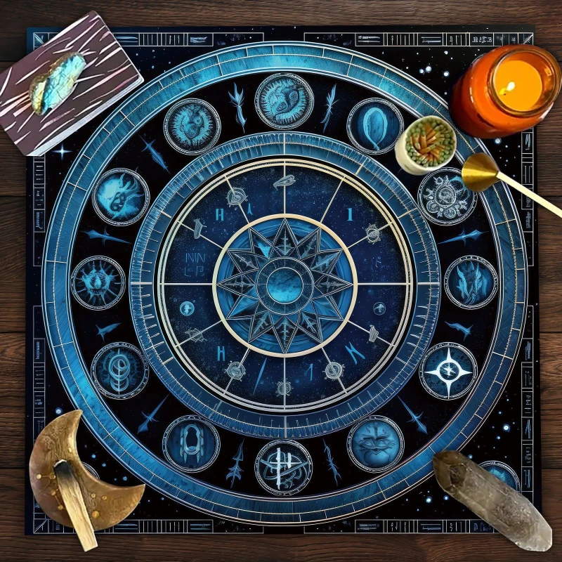 Zodiac Constellation Moon Phase Tarot Altar Cloth Divination Spread Mat Witchcraft Astrology Wiccan Occult Home Decor