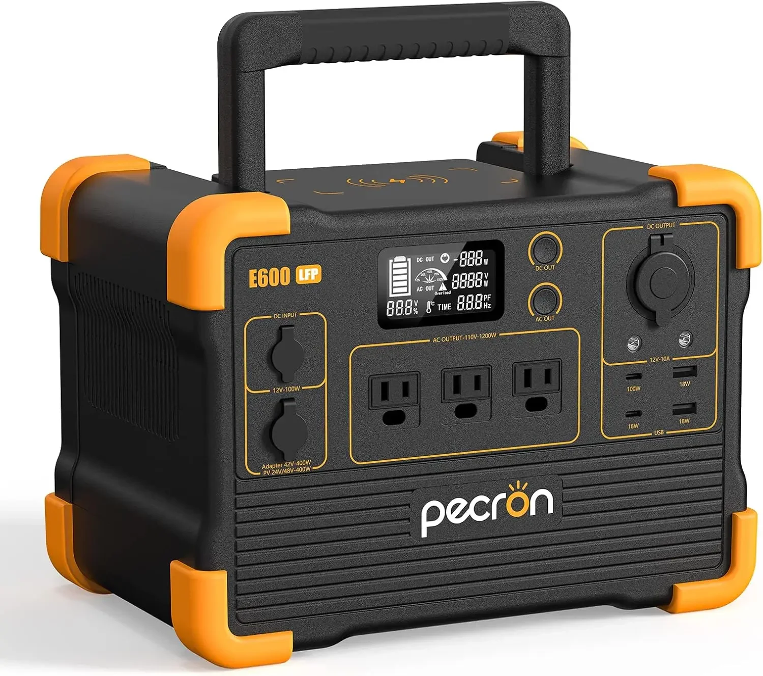-Portable Power Station For E600LFP 614Wh Solar Generator Power Station With 3X1200W AC Outlets 100W USB-C PD Output LiFePO4