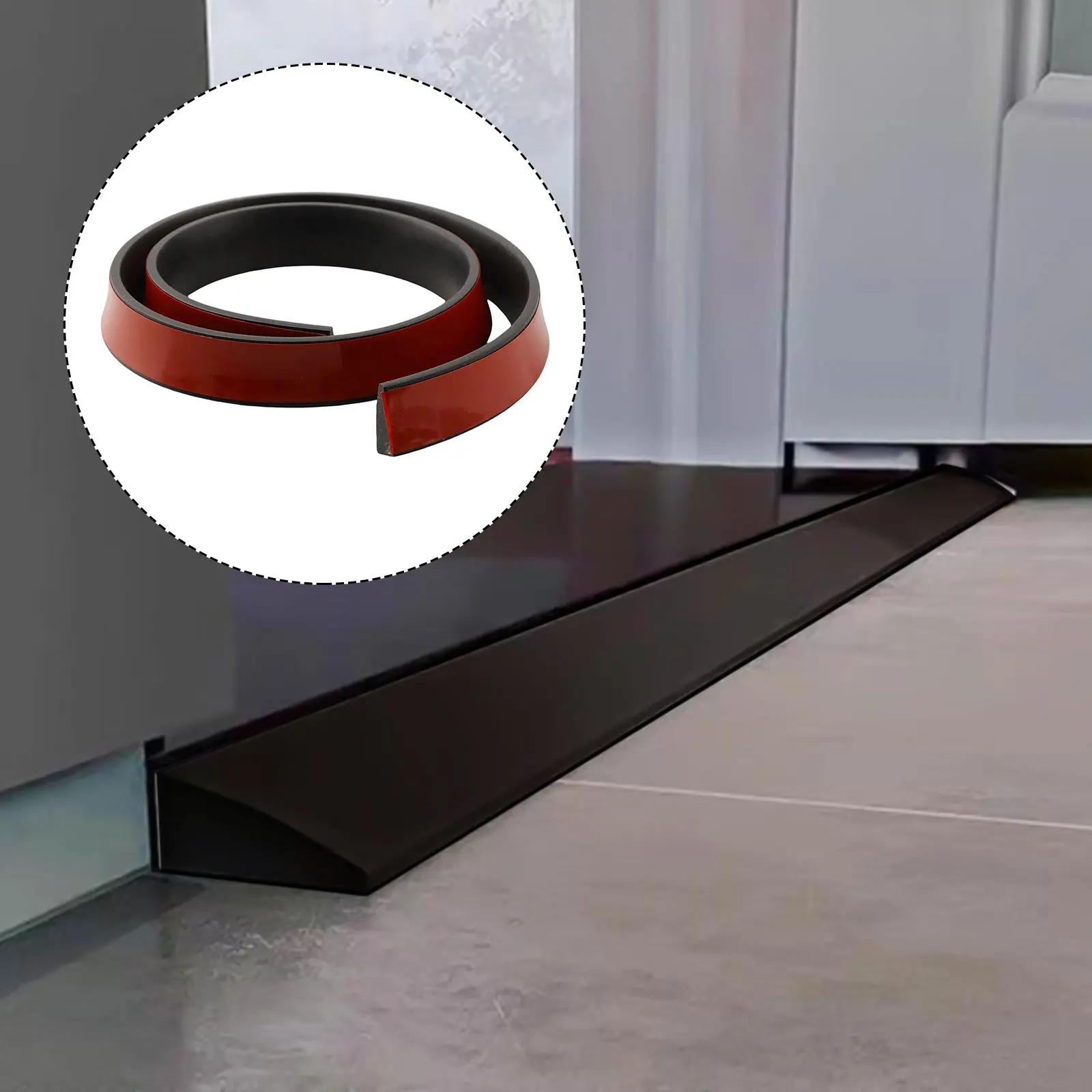 Customizable Length Silicone Ramp Solution Silicone Threshold Strip Bathroom Water Barrier Silicone Ramp Secure Installation